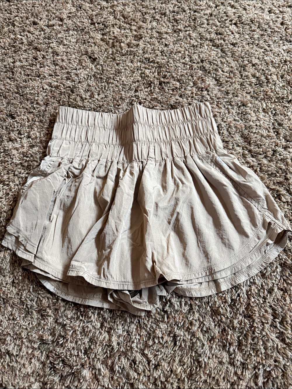 FP Movement by Free People High-Waisted Athletic Shorts in Beige